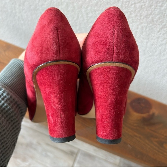Donald Pliner Glenn Suede Heels Berry Red Size 9.5 - Picture 6 of 10